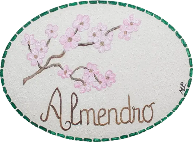 El cartel de la puerta del Almendro, pintado a mano
