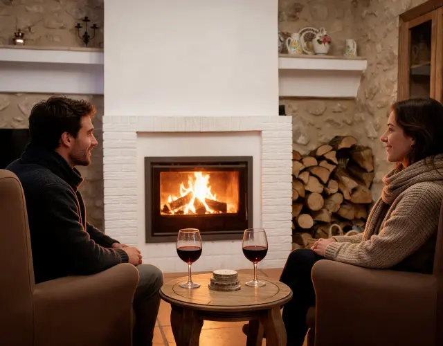 Chimenea y leña